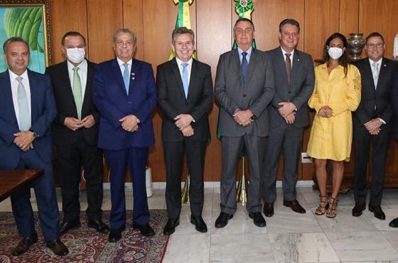 O governador Mauro Mendes e os senadores se reuniram com o presidente da República