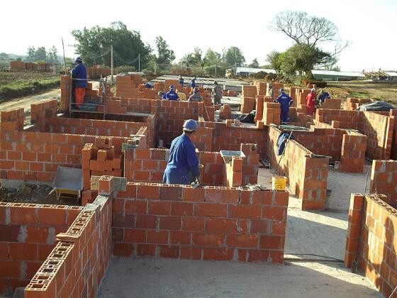 Obra, construção, tijolo, pedreiro