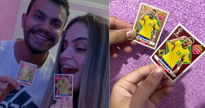 Sorte em dobro: casal encontra duas figurinhas raras do Neymar do