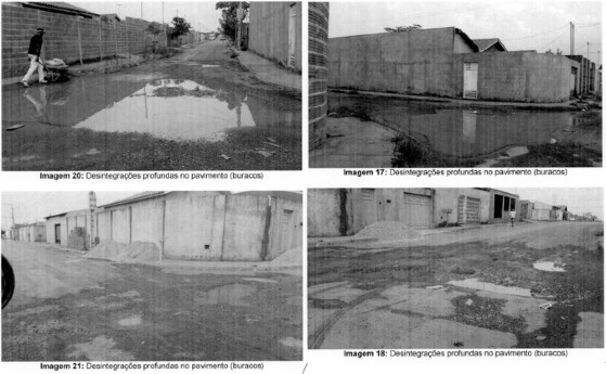 Fotos feitas pelo MPF mostram asfalto e alagamentos nos bairros