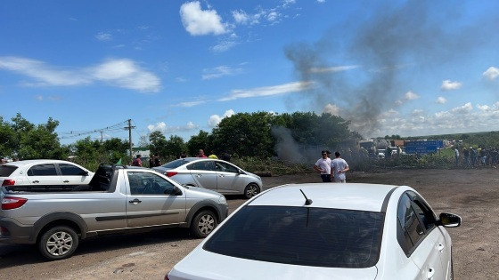 Protesto e bloqueio em Lucas do Rio Verde