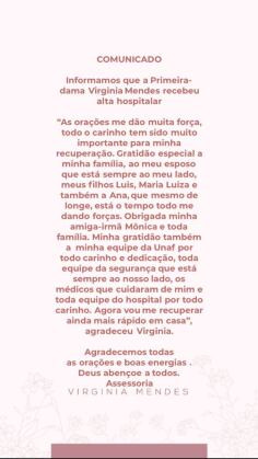 Comunicado Virginia Mendes