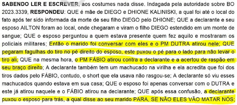 Tentativa de matar mãe e pais de Diego