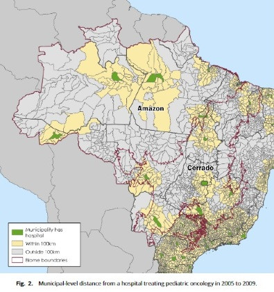 Distância de hospitais oncológicos