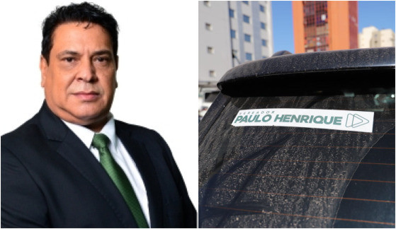 Vereador Paulo Henrique e seu carro apreendido pela PF durante a operação. 