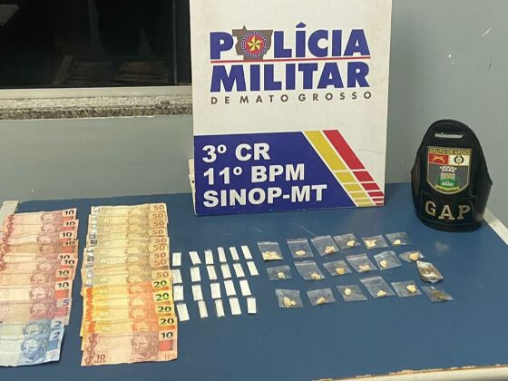 Homem é preso pela Polícia Militar com 41 porções de drogas em MT