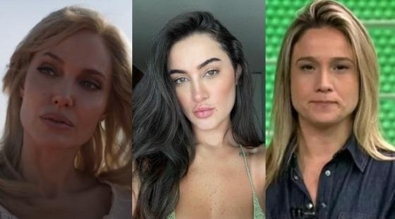 Reprodução YouTube/ Instagram/ Globo Angelina Jolie, Gabi Melim e Fernanda Gentil