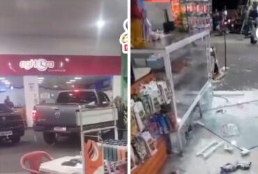 Hilux invade conveniência de posto em VG; veja vídeo