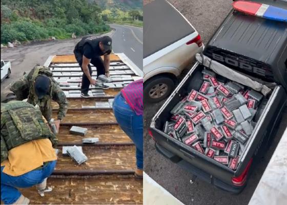 Polícia encontra quase meia tonelada de drogas escondidas em caminhão