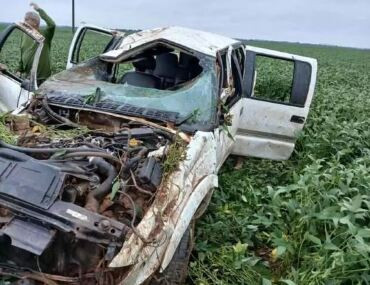 Motorista desvia de anta na pista e capota caminhonete em MT; vídeo