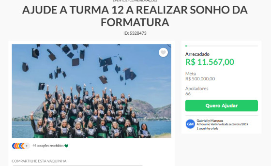 Alunos criam vaquinha para arrecadar R$ 500 mil e 