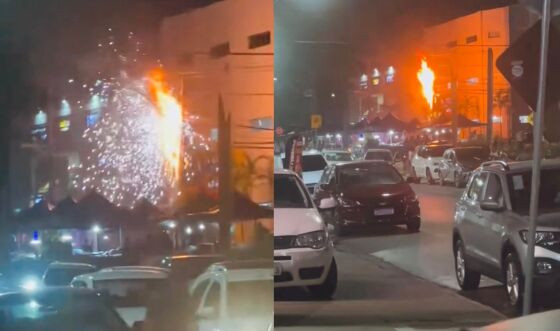 Incêndio assusta frequentadores de feira em Cuiabá; Energisa culpa 'gatos'