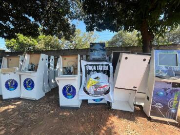 Força Tática apreende 65 máquinas caça níquel em casa no inteior de MT 